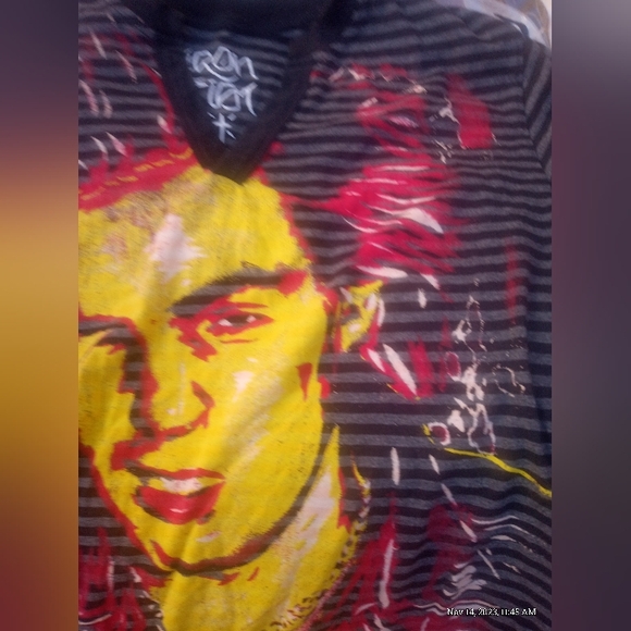 iron fist Sid Vicious Striped V Neck "i did it my way" tee XS - Picture 5 of 6